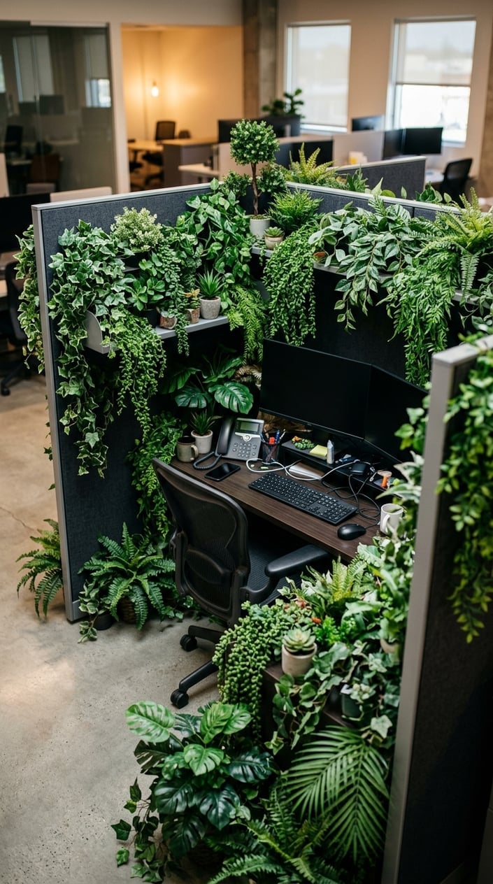 Office Cubicle Artificial Plant Decor Mistake 8 Faux Jungle