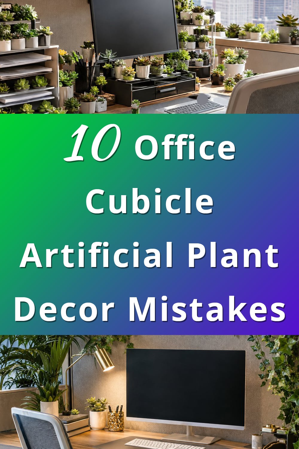 Office Cubicle Artificial Plant Decor Mistakes p1