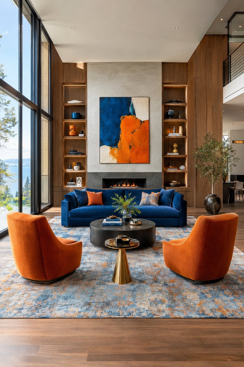 Orange and Blue Living Room Idea 11 Color Blocking