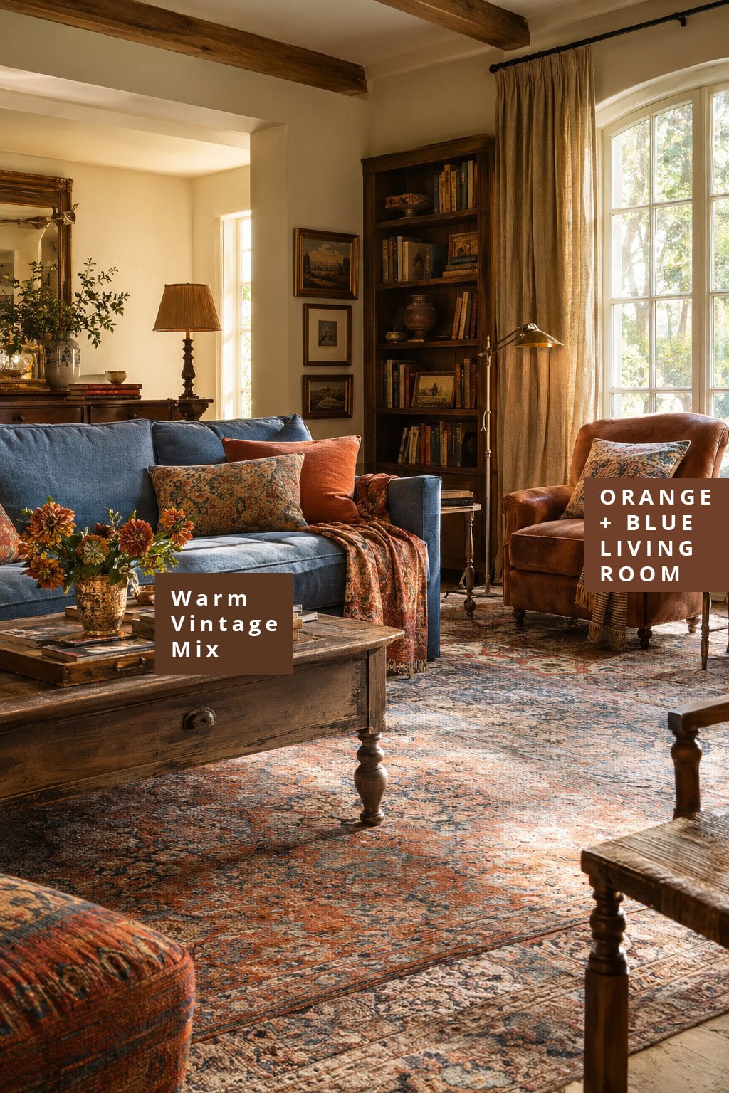 Orange and Blue Living Room Idea 9 Vintage