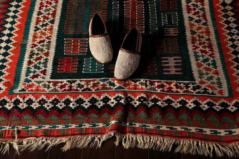 Patterned Kilim Rug warm colors