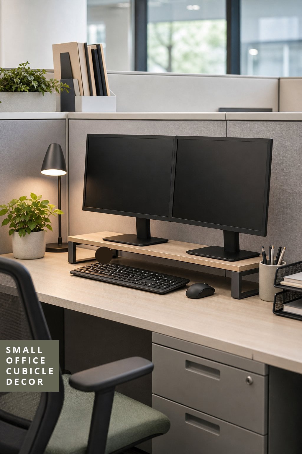 Small Office Cubicle Decor Idea 6 Low Profile Monitor Risers