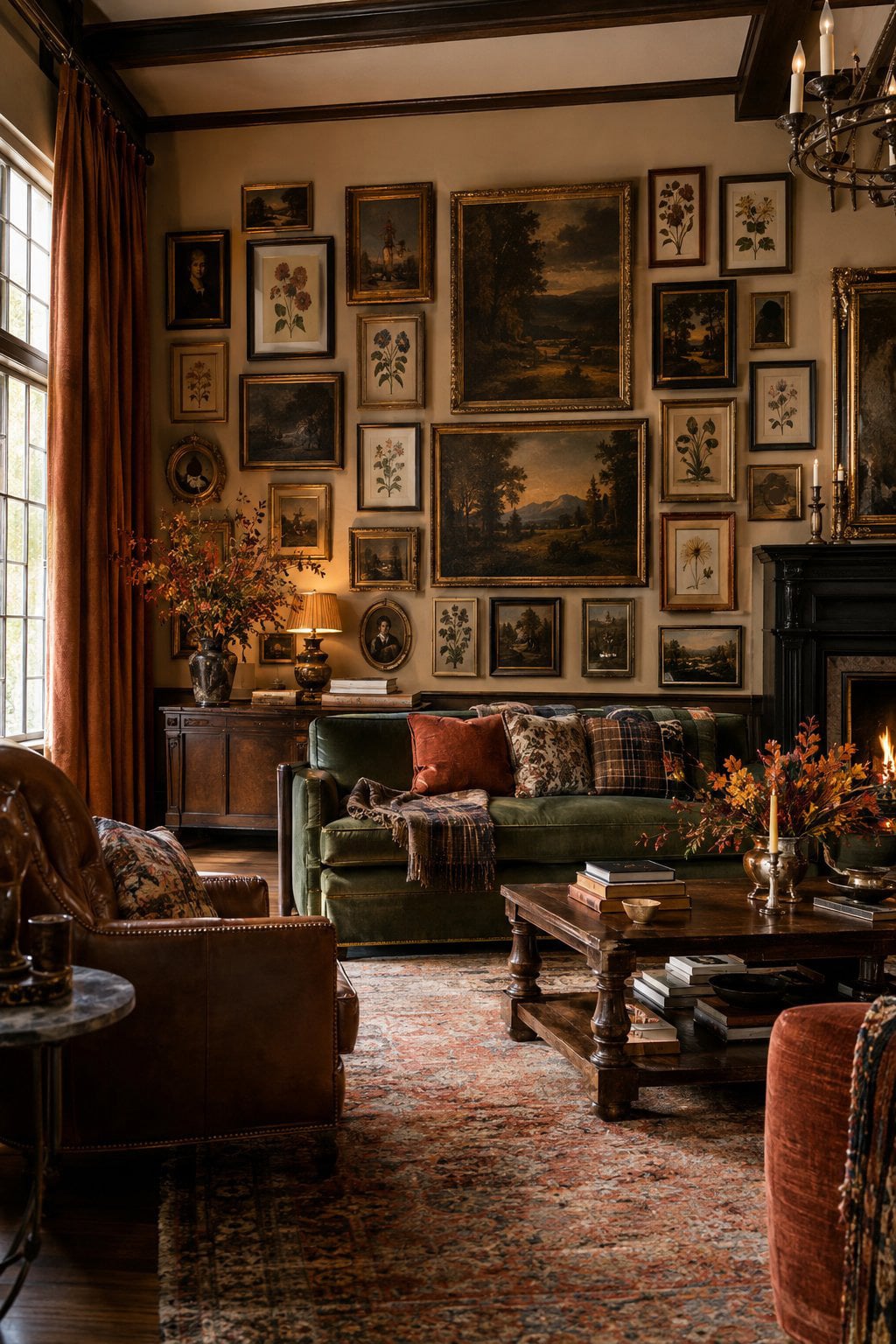 Vintage Fall Living Room Idea 4 Gallery Wall Prints Paintings