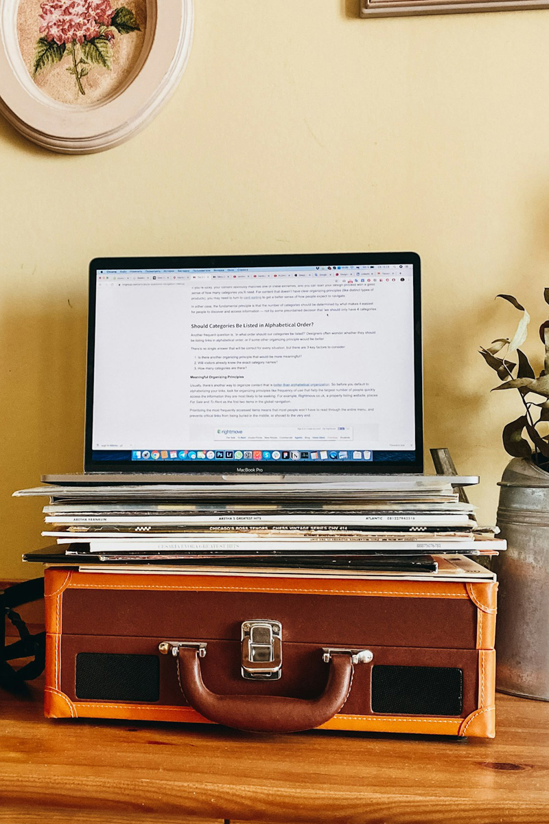 Work Desk with Vintage Suitcase