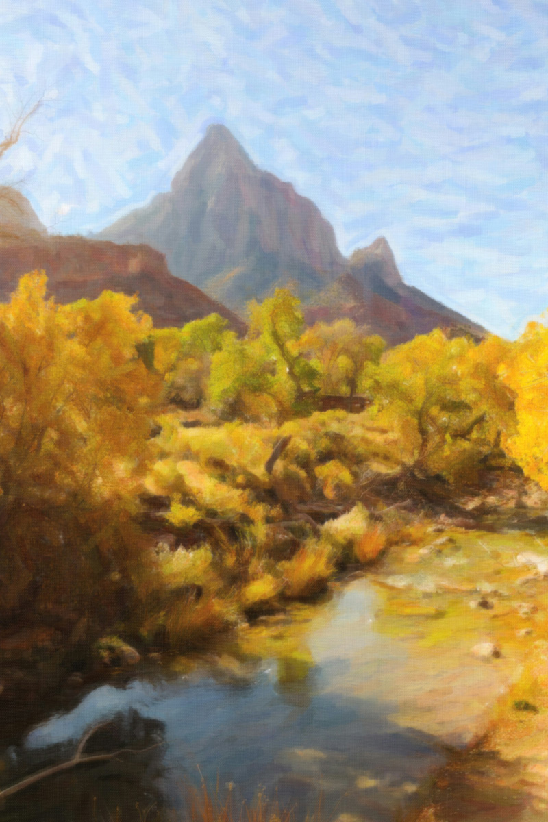 autumn landscape watercolor mountain forest