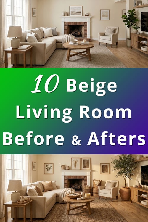 Beige Living Room Before After Styling