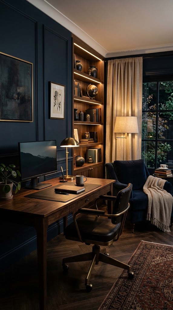 Blue Office Accent Wall Idea 4 Midnight Blue
