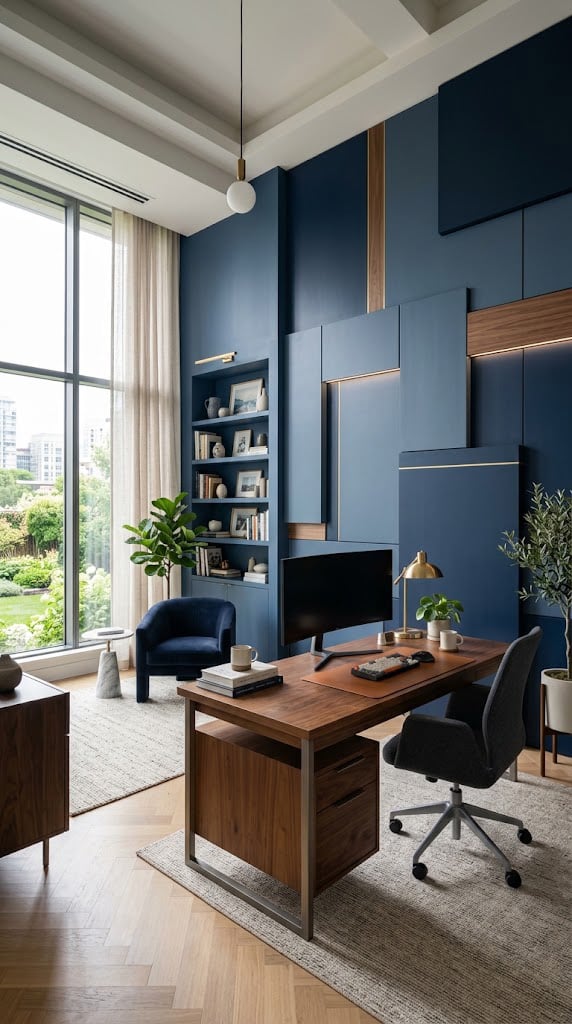 Blue Office Accent Wall Idea 9 Two Tone Blue Open Office Layout