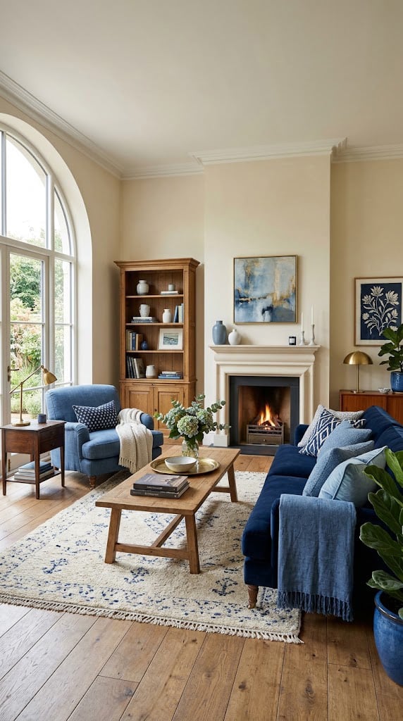 Blue and Cream Living Room Decor Idea 12 Mixed Shades