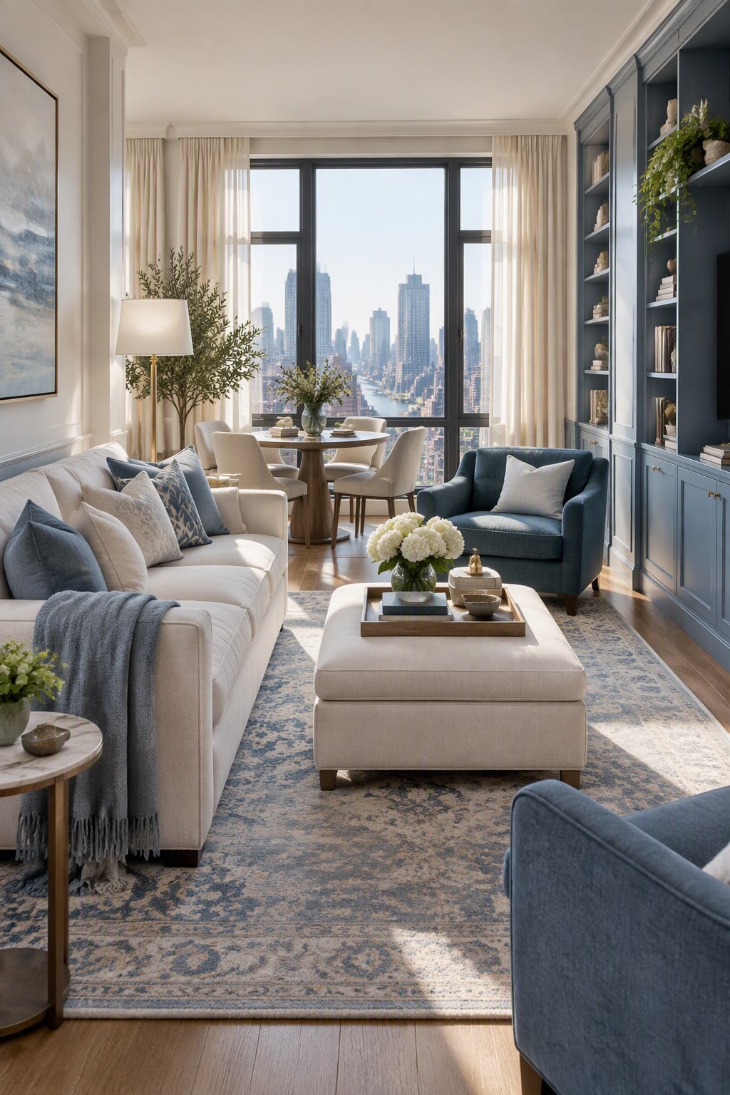 Blue and Cream Living Room Decor Idea 8 Apartment