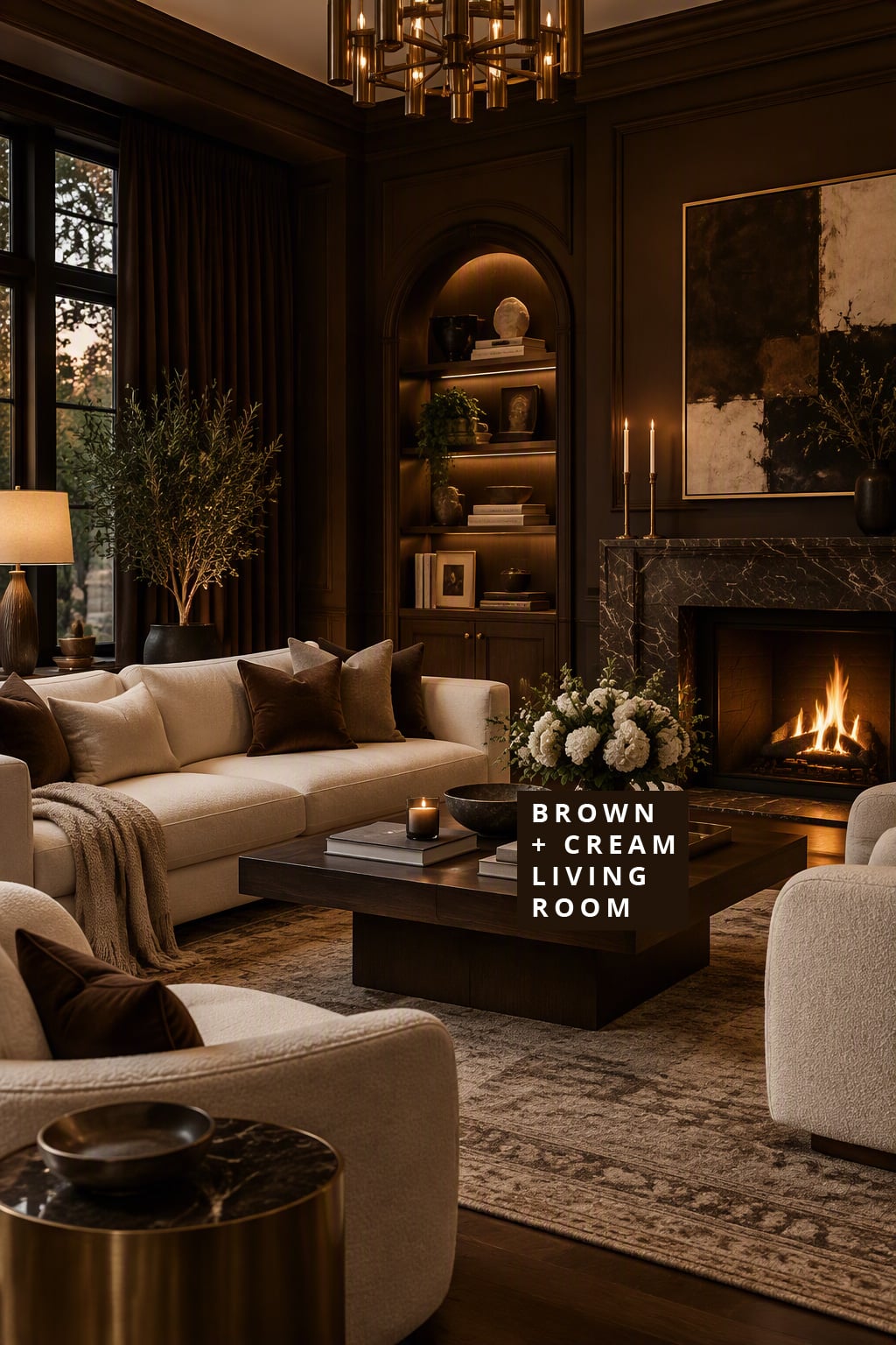 Brown and Cream Living Room Decor Idea 4 Dark