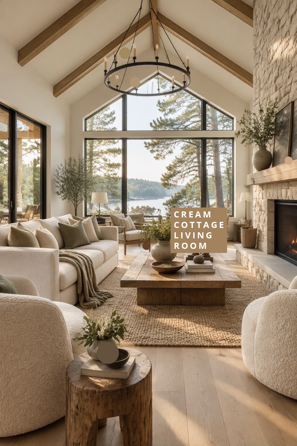 Cream Cottage Living Room Decor Idea 4 Modern