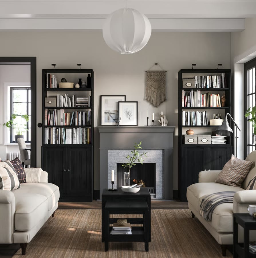 Cream and Black Living Room Decor Idea 2 Soft Seating Metal Accents Ikea