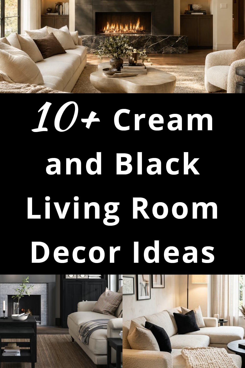 Cream and Black Living Room Decor Ideas p1
