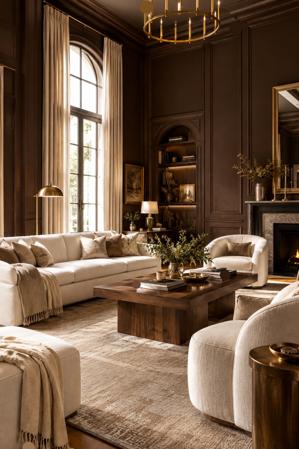 Cream and Chocolate Living Room Decor Idea 1 Soft Couch