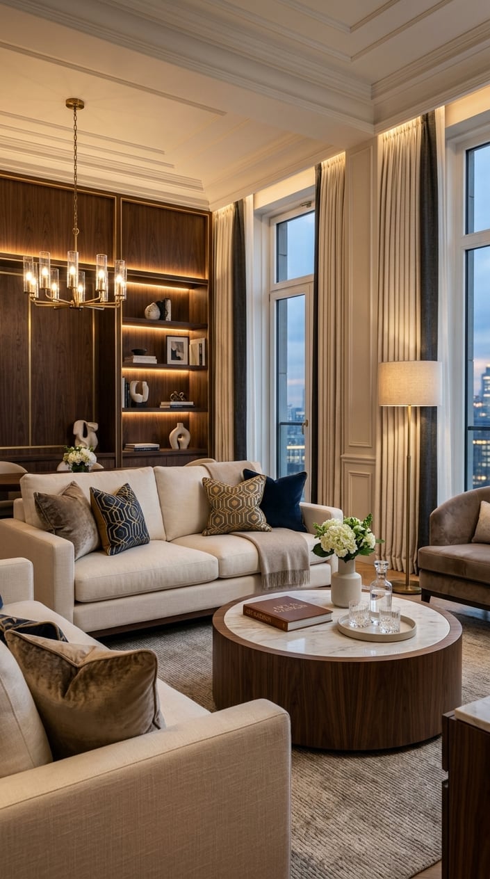 Cream and Walnut Living Room Decor Idea 10 Boutique Hotel Design