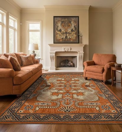 GarveeHome Tiger 8x10 Area Rug, Boho, Washable, Vintage