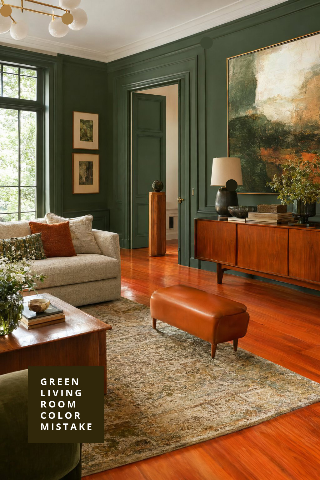 Green Color Scheme Living Room Mistake 4 Wrong Wood Tones