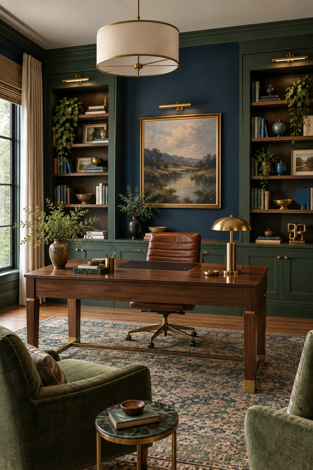 Green Office Accent Wall Idea 10 Blue and Green Creative Workspace
