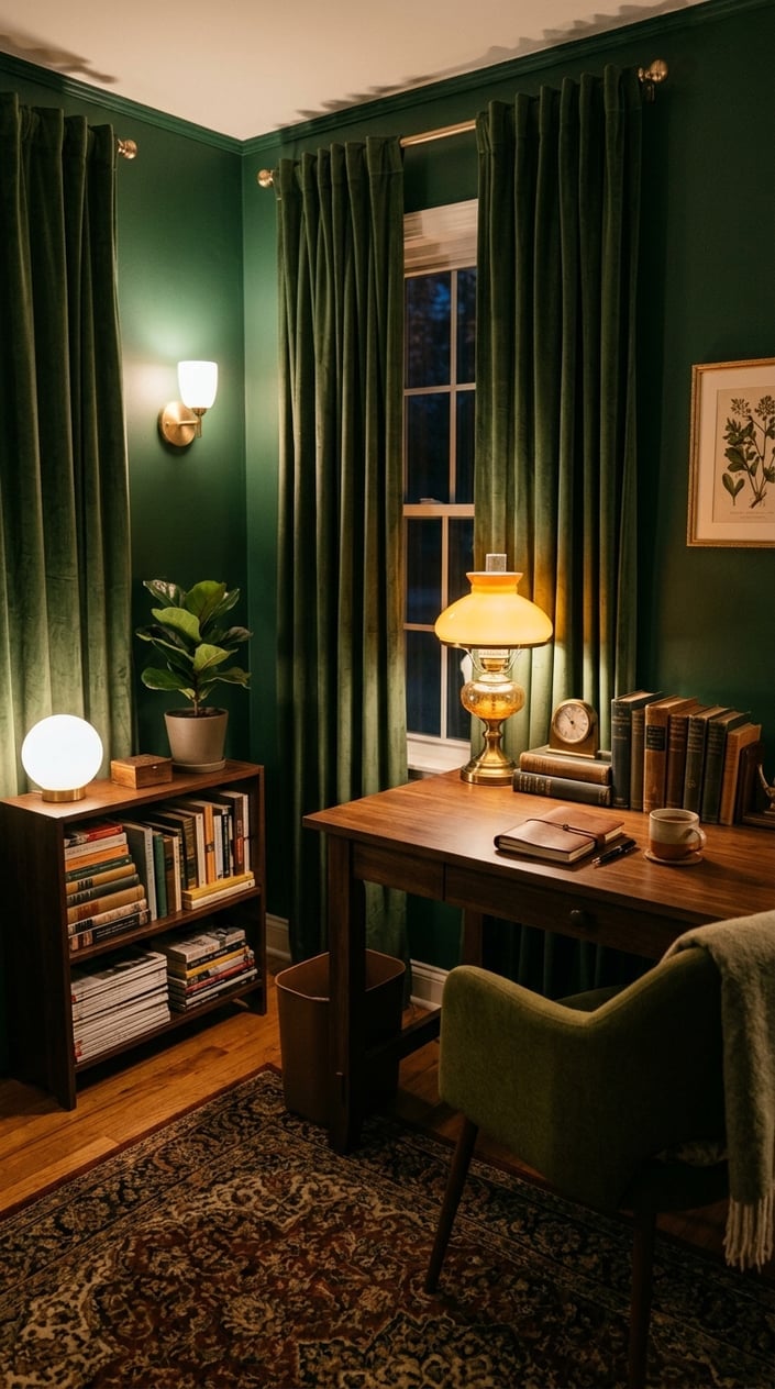 Green Office Accent Wall Idea 5 Moody Corner