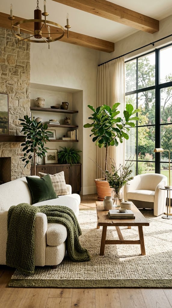 Green and Cream Living Room Decor Idea 9 Moss Textures