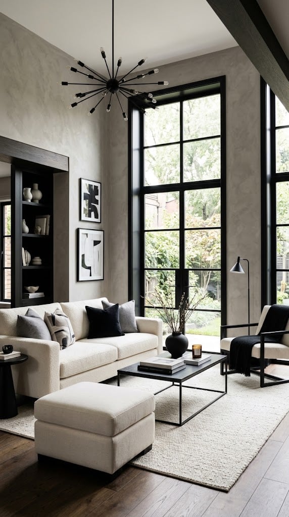 Grey and Cream Living Room Decor Idea 6 Bold Black Accents