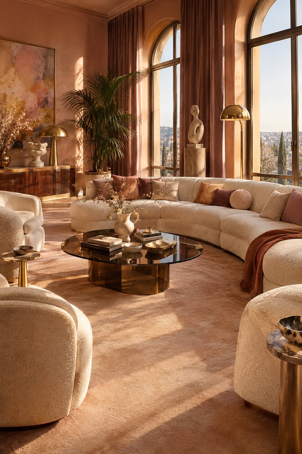 Living Room 1 1980s Curved Sofa and Rounded Furniture