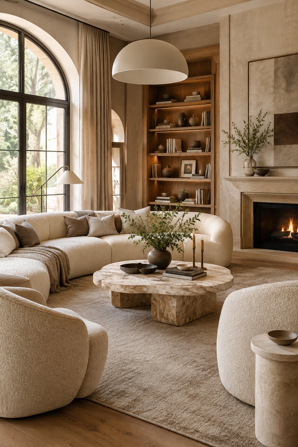 Living Room 1 Modern Curved Sofa and Rounded Furniture