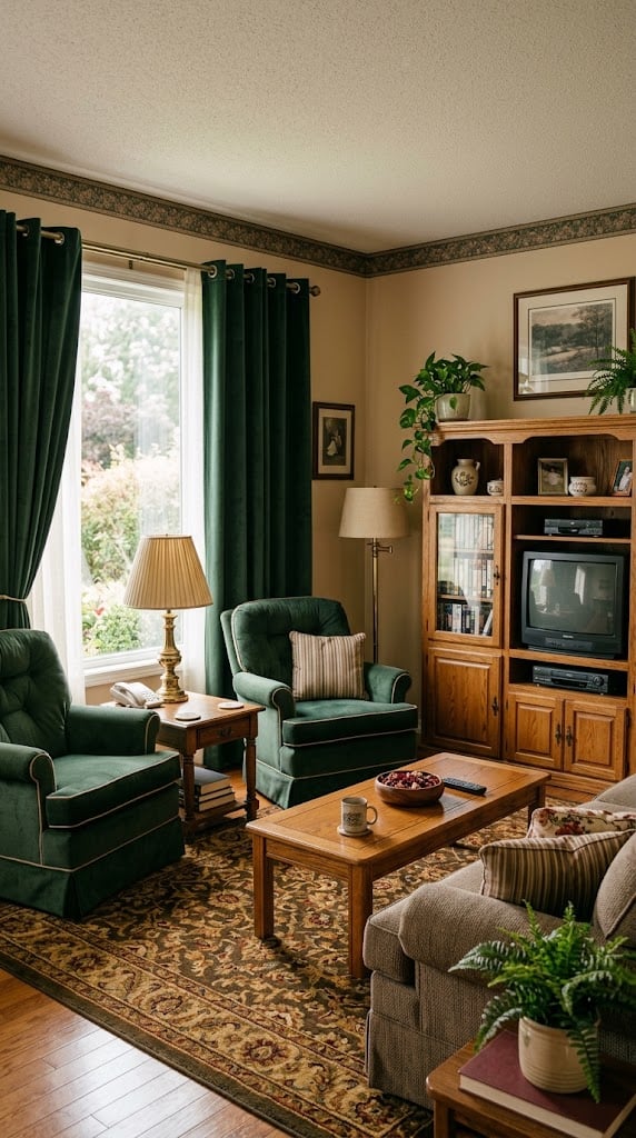 Living Room 10 1990s Hunter Green Accents