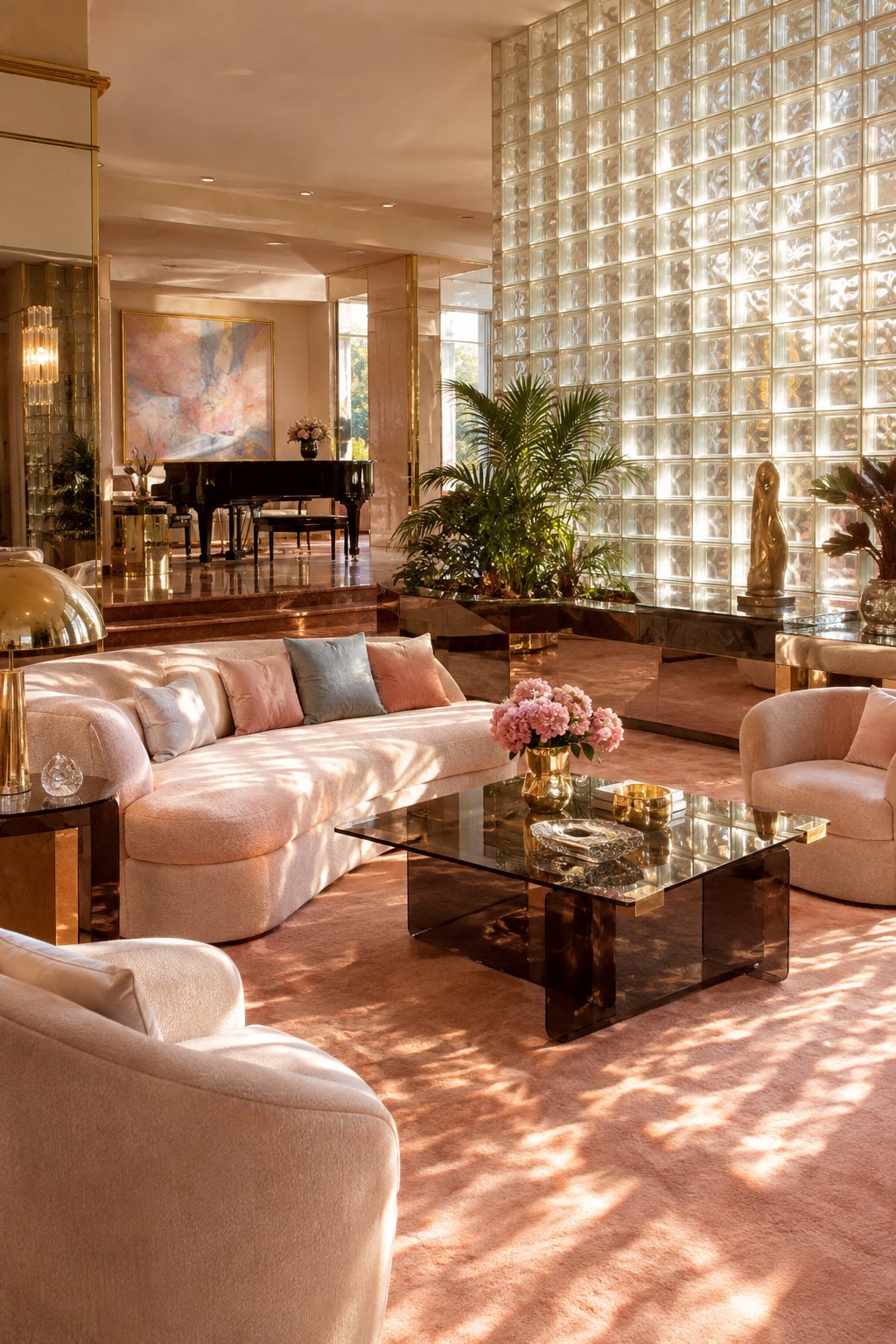 Living Room 2 1980s Glass Block