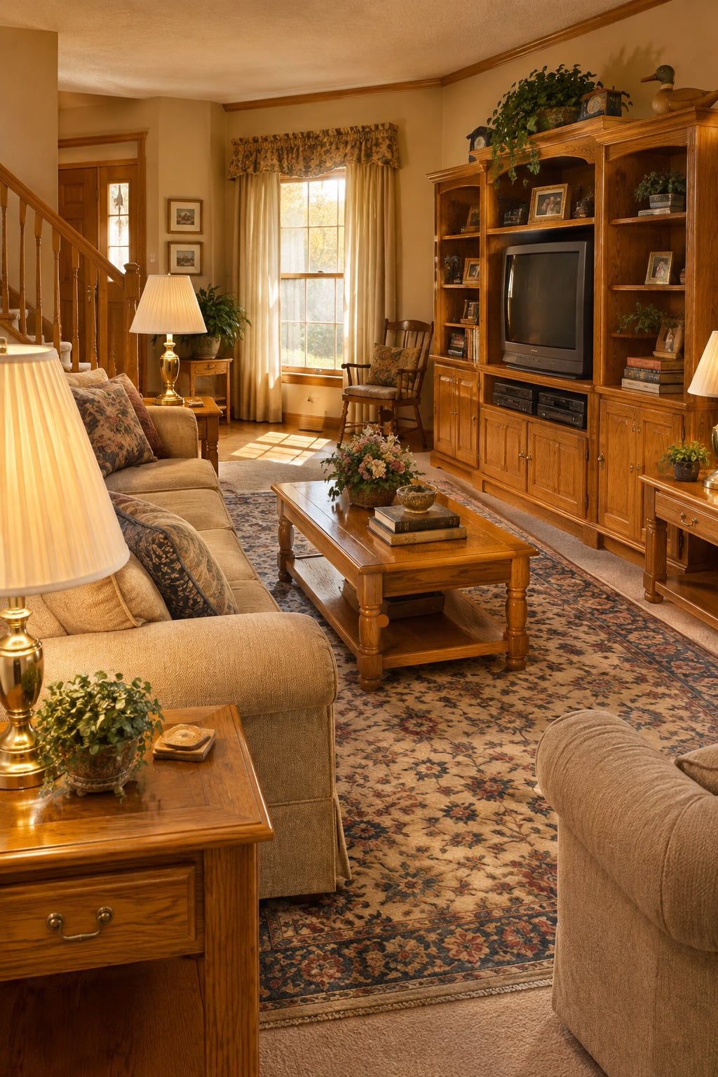 Living Room 2 1990s Honey Oak Furniture