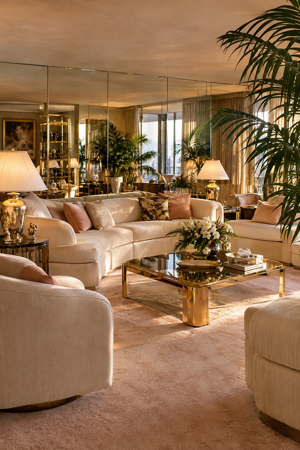 Living Room 3 1980s Mirrored Walls and Oversized Mirrors
