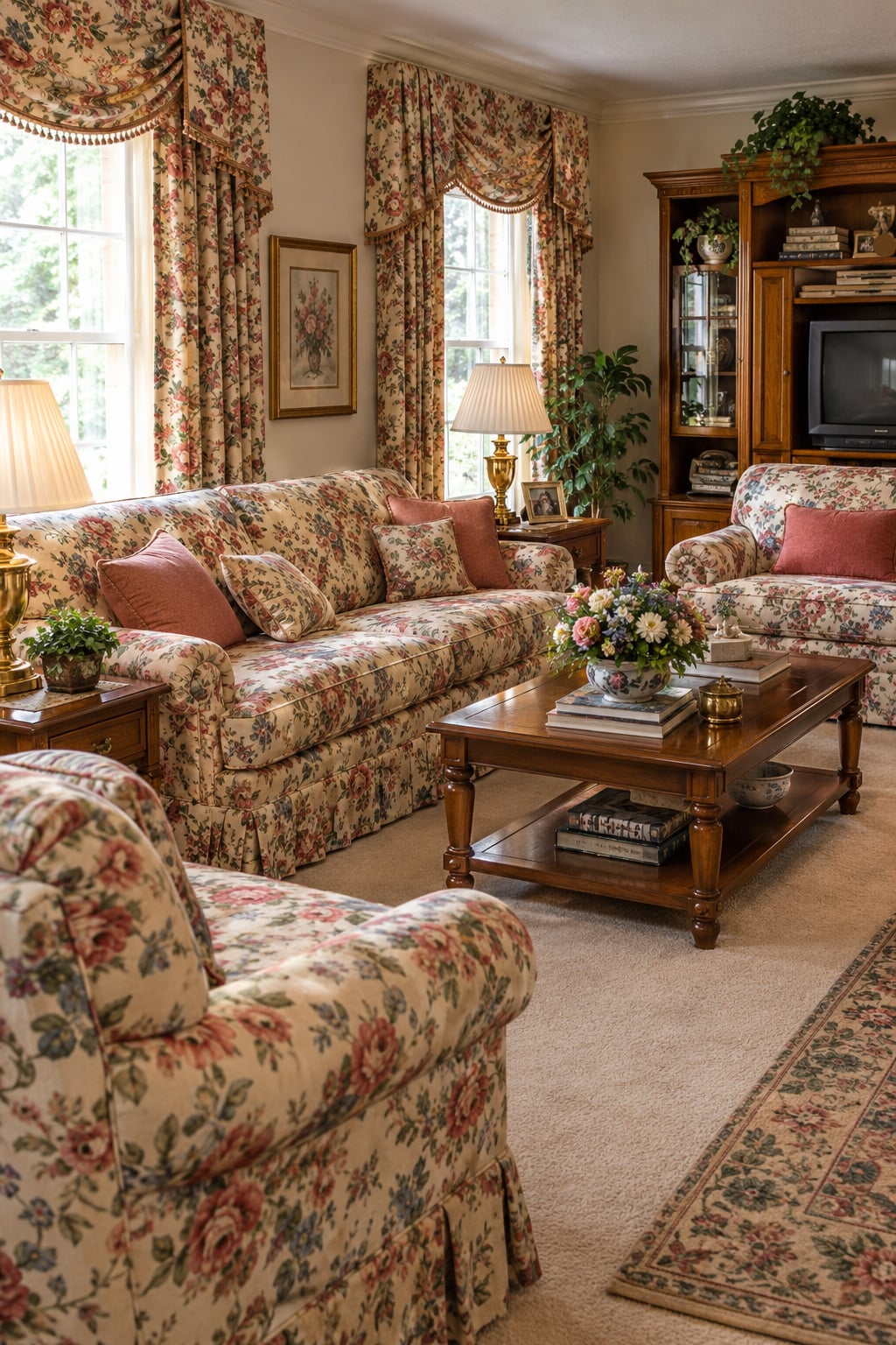 Living Room 3 1990s Floral Chintz Upholstery