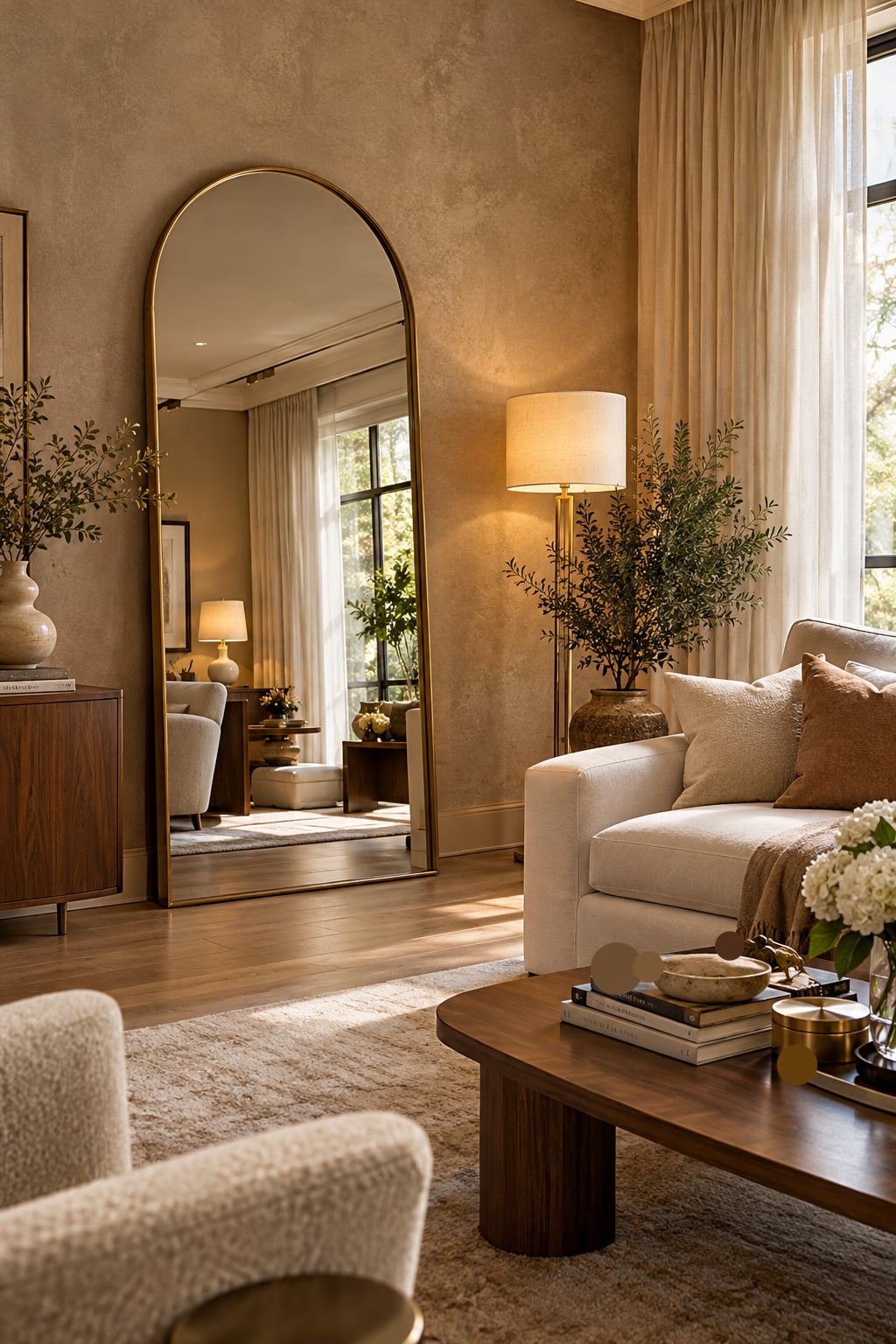Living Room 3 Modern Mirrored Walls and Oversized Mirrors