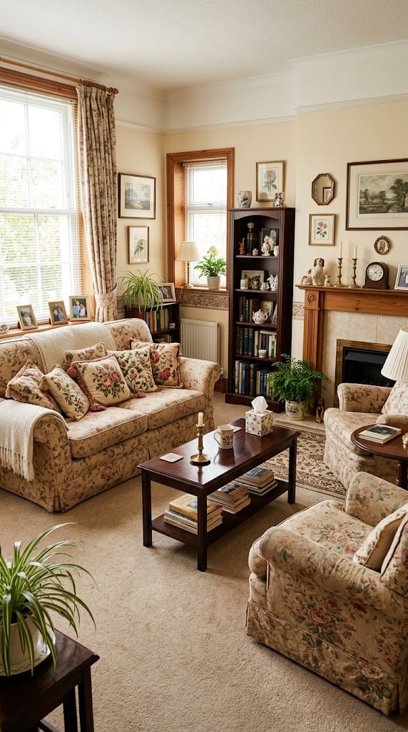Living Room 4 1990s Skirted Sofa and Armchairs
