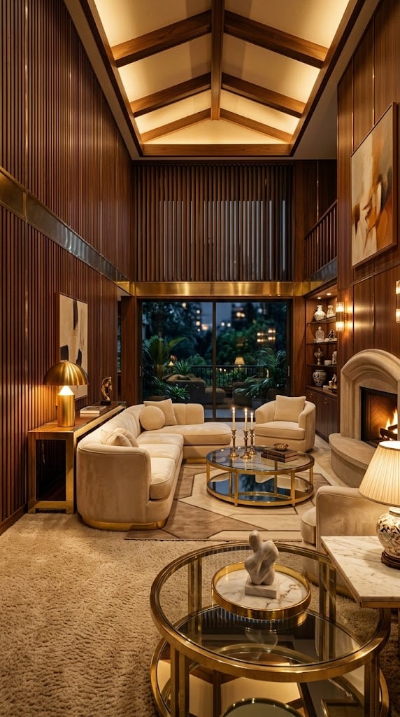 Living Room 7 1980s Vertical Wood Slat Accent Wall