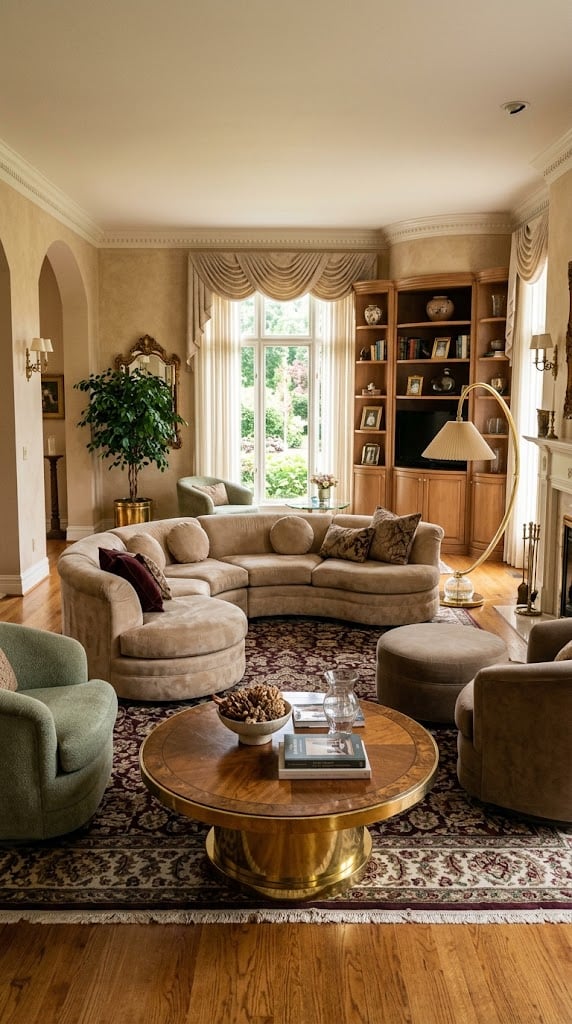 Living Room 8 1990s Curved Sectional Sofa