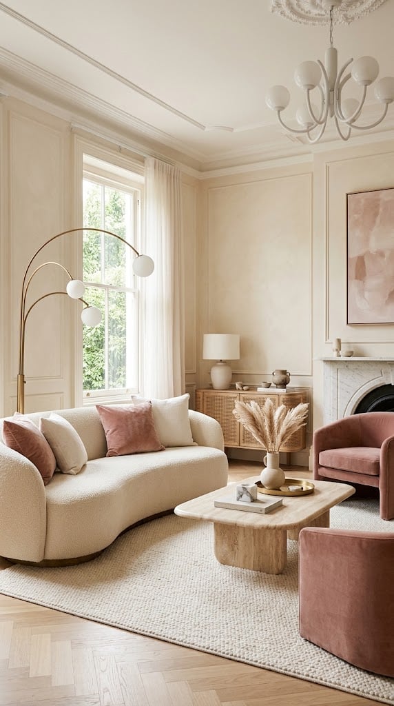 Pink and Cream Living Room Decor Idea 8 Aesthetic Balance