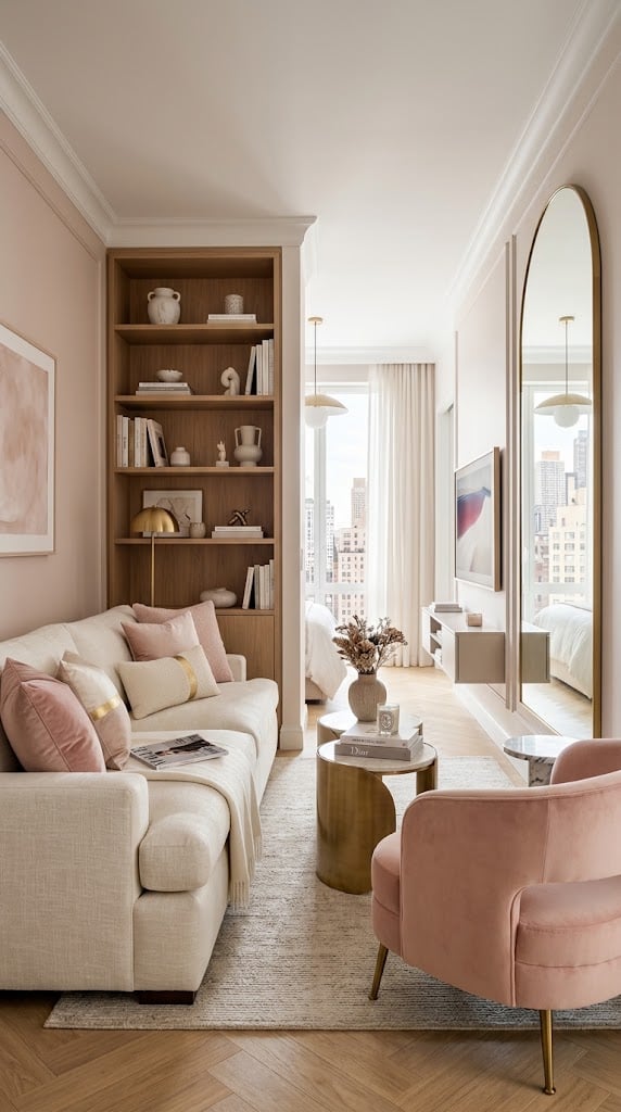 Pink and Cream Living Room Decor Idea 9 Apartment