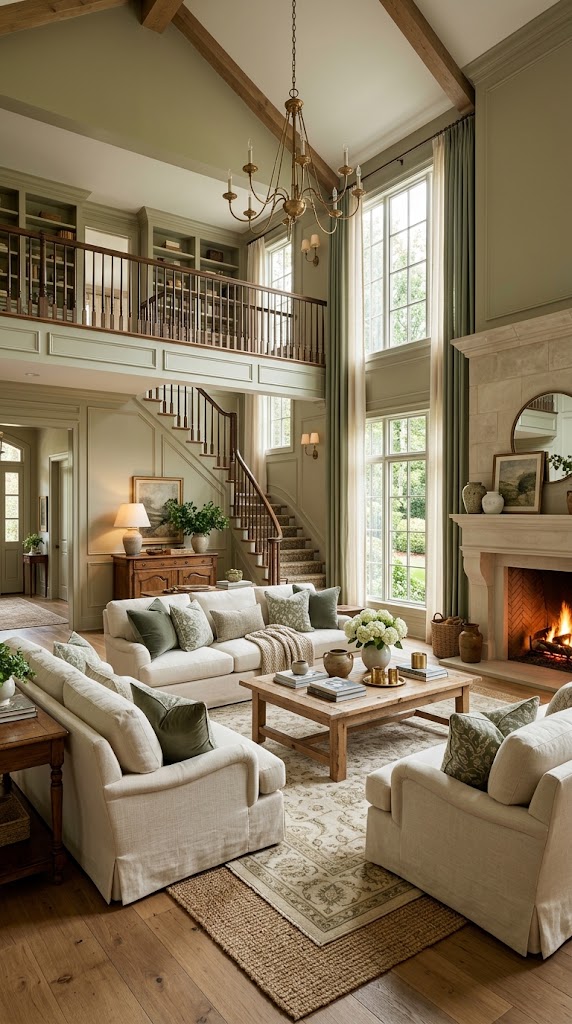 Sage and Cream Living Room Decor Idea 12 Large Space