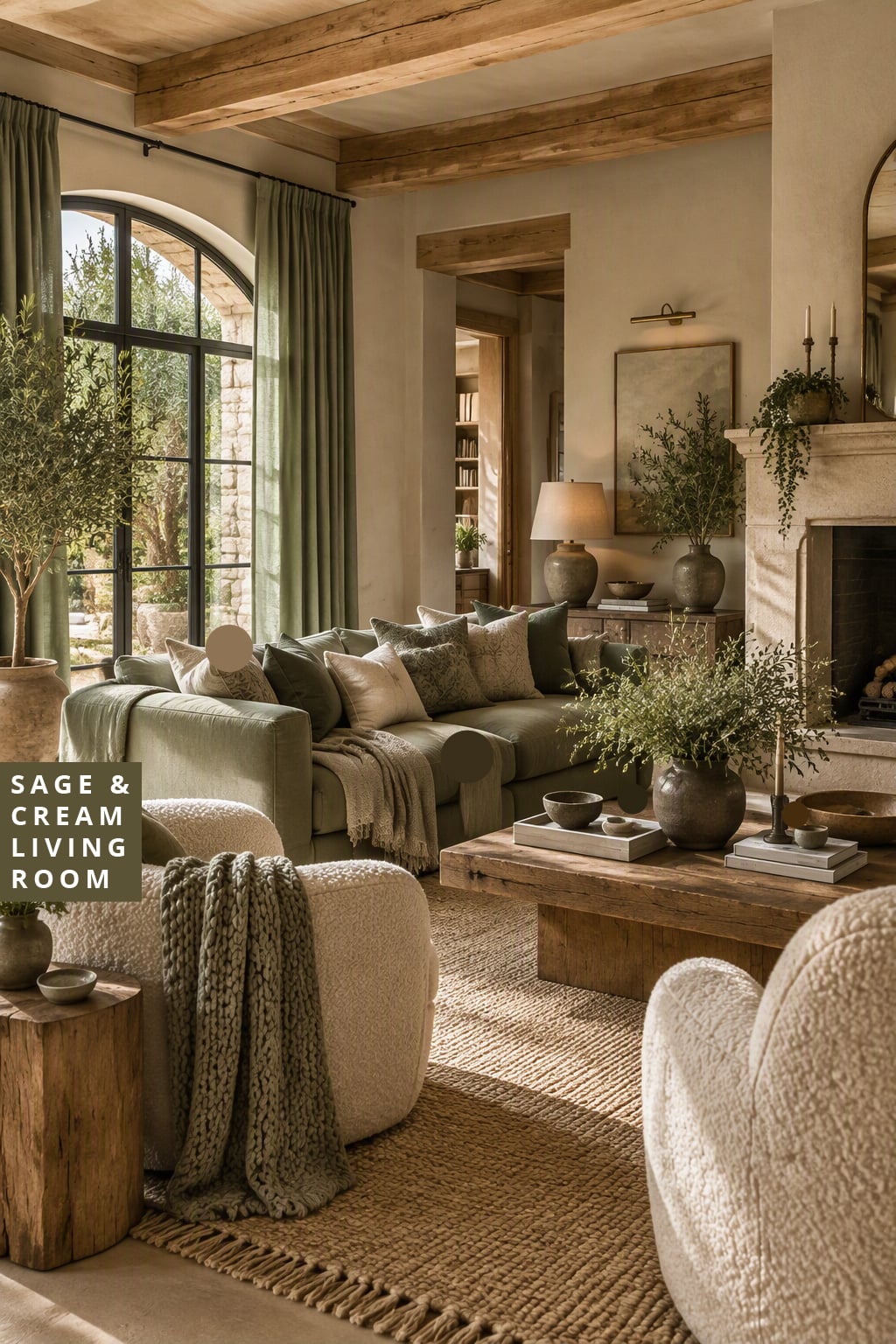 Sage and Cream Living Room Decor Idea 2 Layered Textures and Natural Wood