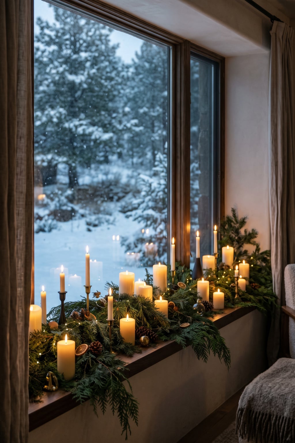 christmas living room decor idea without fireplace 3 Deep Windowsill
