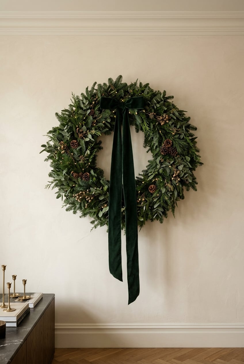 christmas living room decor idea without fireplace 5 Oversized Wreath