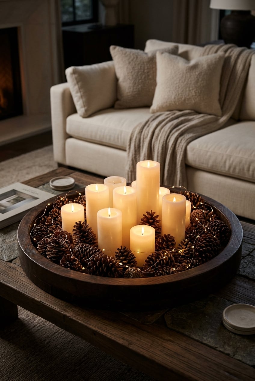 christmas living room decor idea without fireplace 9 Coffee Table Centerpiece