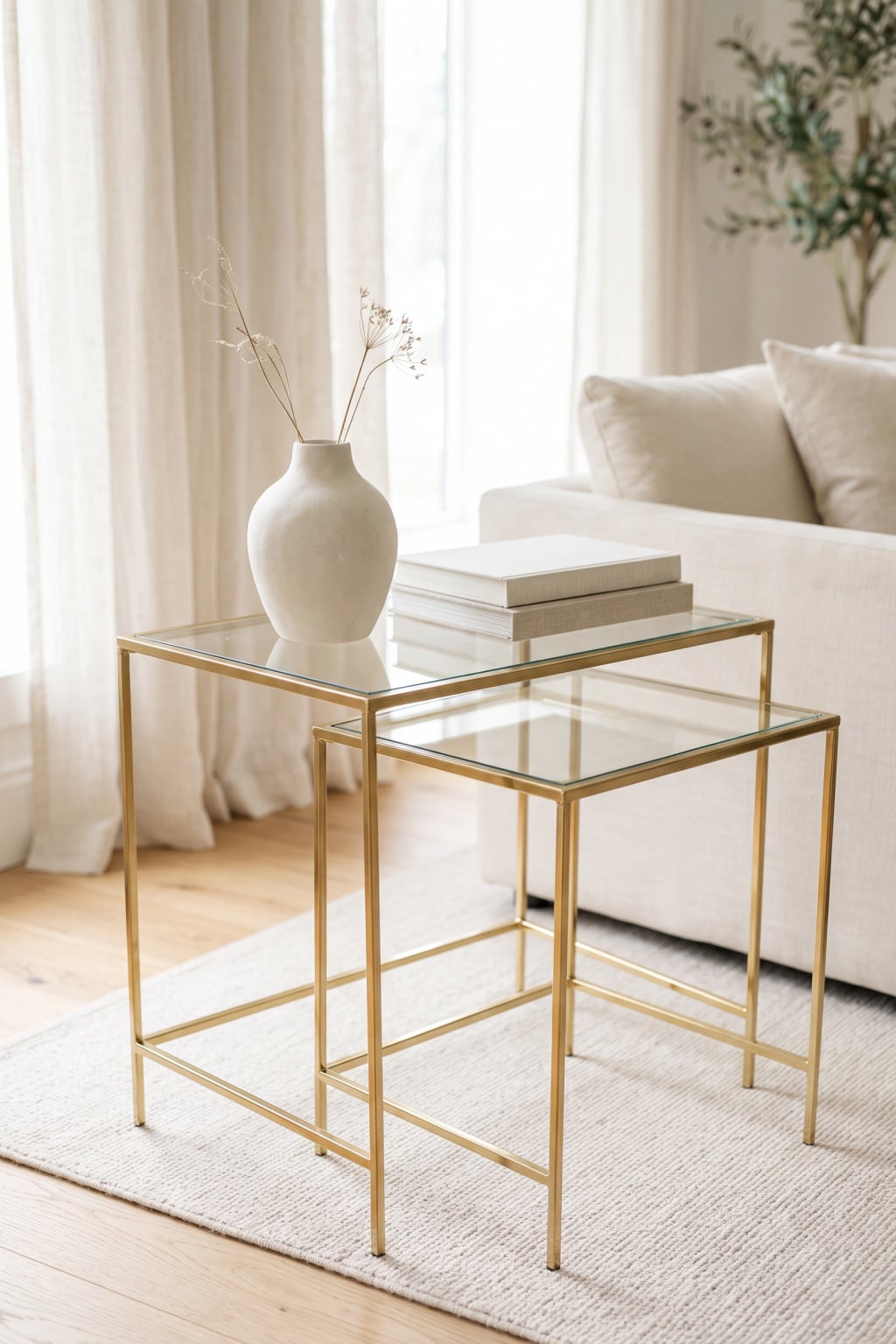 cream and gold living room decor idea 4 Nesting Tables