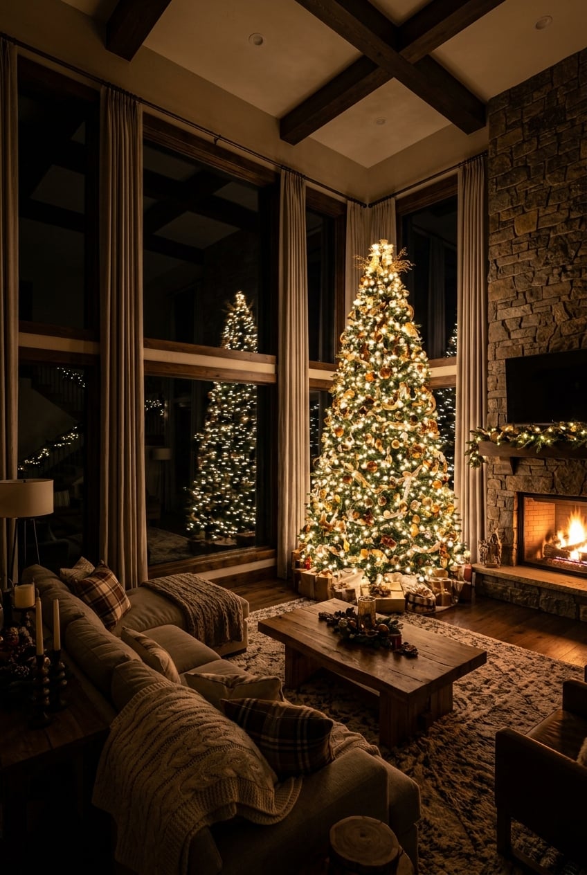 living room decor christmas lights idea 10 Curtains Wide Open