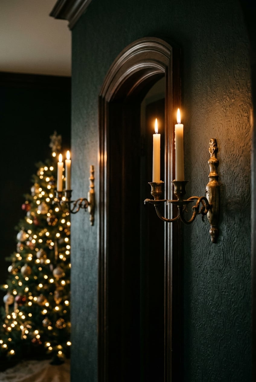living room decor christmas lights idea 8 wall sconces candles