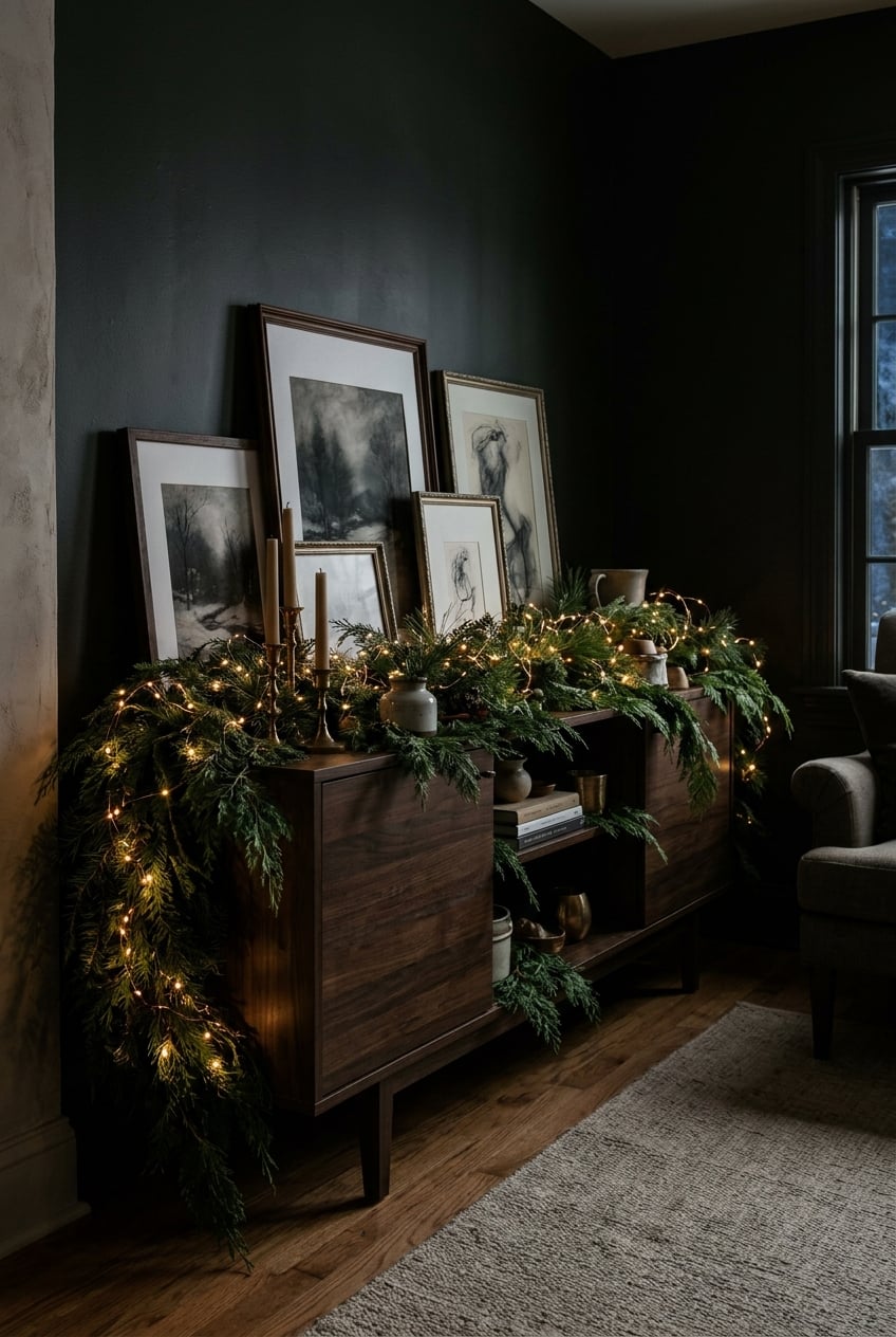 living room decor christmas lights idea 9 Art and Micro Light Garland