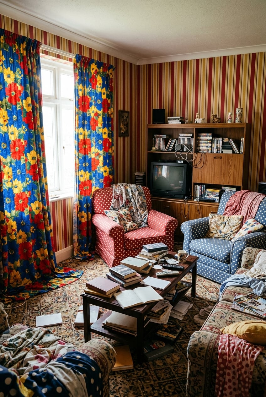 living room early 2000s 10 pattern mixing