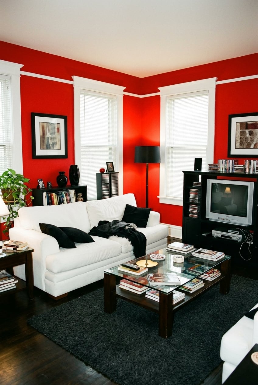 living room early 2000s 6 red walls